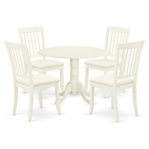 Pemberly Row 5-Piece Wood Dining Set with Linen Upholstered Seat in White