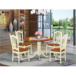Pemberly Row 5-Piece Wood Dining Table Set in Buttermilk and Cherry Finish