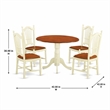 Pemberly Row 5-Piece Wood Dining Table Set in Buttermilk and Cherry Finish