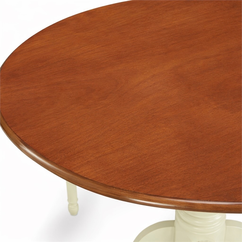 Pemberly Row 5-Piece Wood Dining Table Set in Buttermilk and Cherry Finish