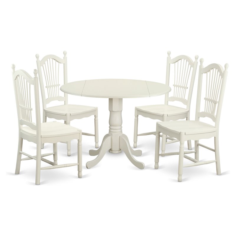 Pemberly Row 5-Piece Wood Dining Table Set in Linen White Finish