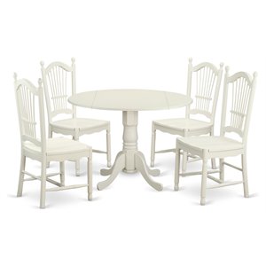 Pemberly Row 5-Piece Wood Dining Table Set in Linen White Finish