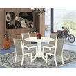 Pemberly Row 5-Piece Dining Set with Linen Upholstered Chairs in White