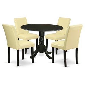 Pemberly Row 5-Piece Wood Dining Set in Black and Eggnog
