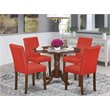 Pemberly Row 5-Piece Wood Dining Set in Mahogany and Firebrick Red