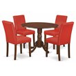 Pemberly Row 5-Piece Wood Dining Set in Mahogany and Firebrick Red