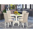 Pemberly Row 5-Piece Wood Dining Set in Linen White and Cream