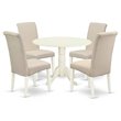 Pemberly Row 5-Piece Wood Dining Set in Linen White and Cream
