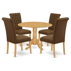 Pemberly Row 5-Piece Wood Dining Set in Rubberwood Oak Dark Coffee