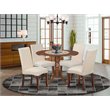 Pemberly Row 5-Piece Wood Dining Set in Mahogany and Cream