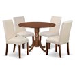 Pemberly Row 5-Piece Wood Dining Set in Mahogany and Cream