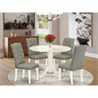 Pemberly Row 5-Piece Wood Dining Set in Linen White and Smoke Finish