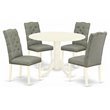 Pemberly Row 5-Piece Wood Dining Set in Linen White and Smoke Finish