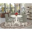 Pemberly Row 5-Piece Round Dining Set in Linen White and Dark Shitake