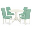 Pemberly Row 5-Piece Round Dining Set in Linen White and Pond