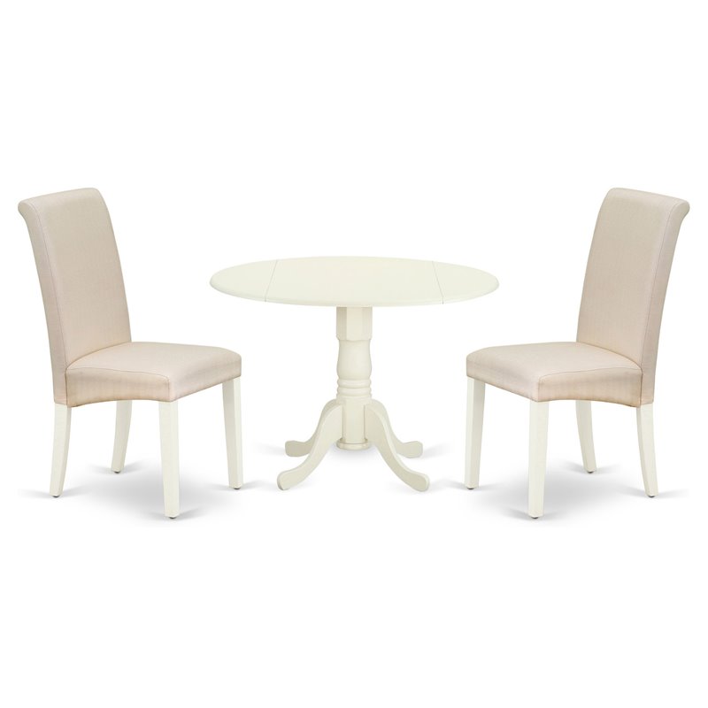 Pemberly Row 3-Piece Wood Dining Set in Linen White and Cream
