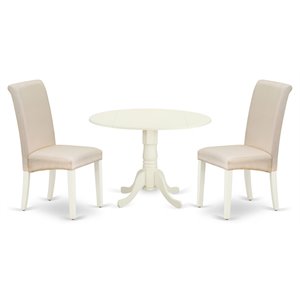 Pemberly Row 3-Piece Wood Dining Set in Linen White and Cream