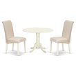 Pemberly Row 3-Piece Wood Dining Set in Linen White and Cream