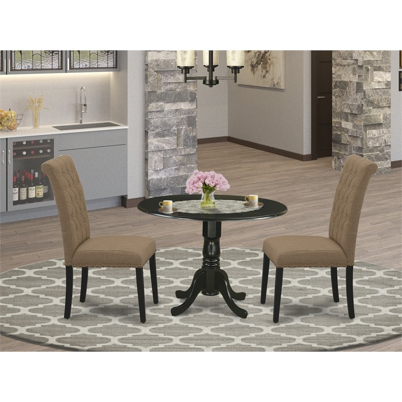Pemberly Row 3-Piece Wood Dining Set in Black and Light Sable