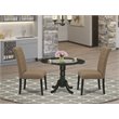 Pemberly Row 3-Piece Wood Dining Set in Black and Light Sable