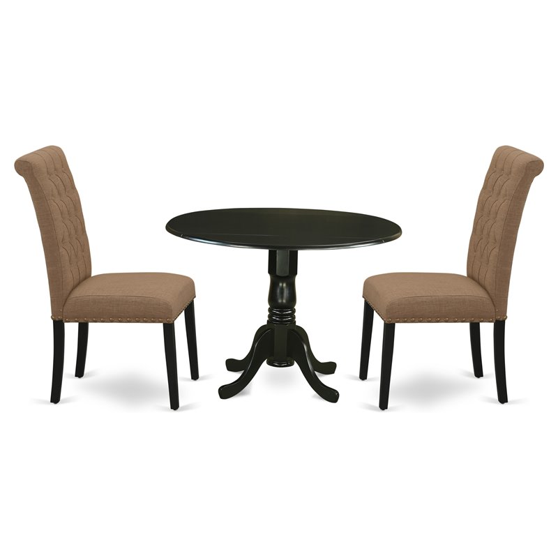 Pemberly Row 3-Piece Wood Dining Set in Black and Light Sable