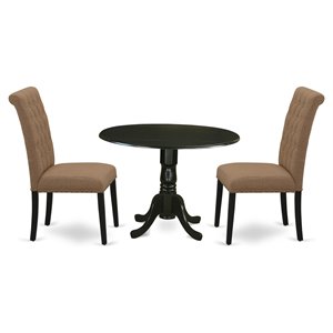 Pemberly Row 3-Piece Wood Dining Set in Black and Light Sable