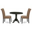 Pemberly Row 3-Piece Wood Dining Set in Black and Light Sable