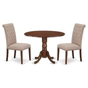 Pemberly Row 3-Piece Wood Dining Set in Mahogany and Light Fawn