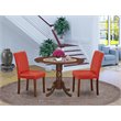 Pemberly Row 3-Piece Wood Dining Set in Mahogany and Firebrick Red