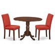 Pemberly Row 3-Piece Wood Dining Set in Mahogany and Firebrick Red