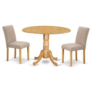 Pemberly Row 3-Piece Wood Dining Set in Oak and Light Fawn
