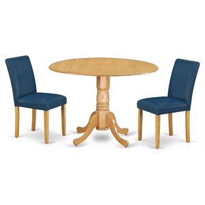 Pemberly Row 3-Piece Wood Dining Set in Oak and Oasis Finish