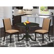 Pemberly Row 3-Piece Wood Dining Table Set in Black with Linen Fabric