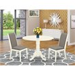Pemberly Row 3-Piece Wood Dining Table Set in Linen White with Fabric