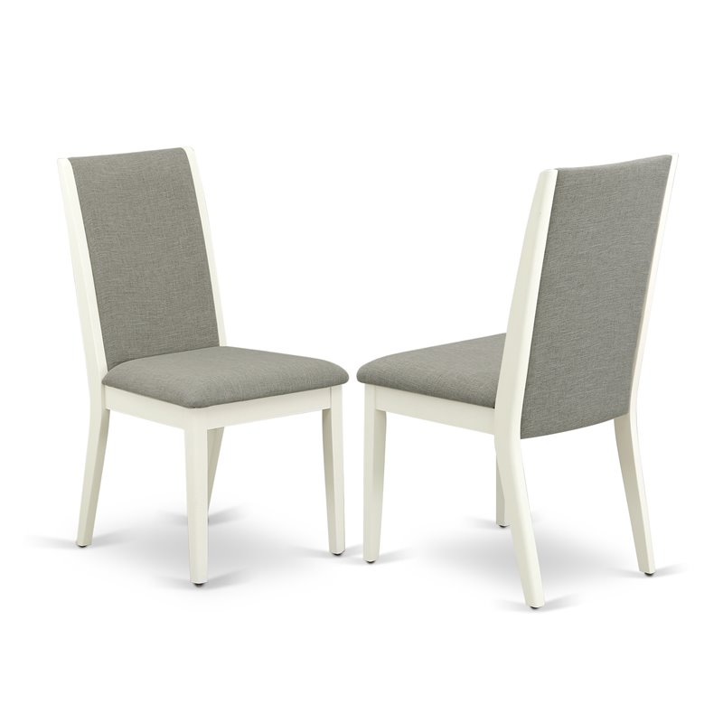 Pemberly Row 3-Piece Wood Dining Table Set in Linen White with Fabric