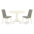 Pemberly Row 3-Piece Wood Dining Table Set in Linen White with Fabric