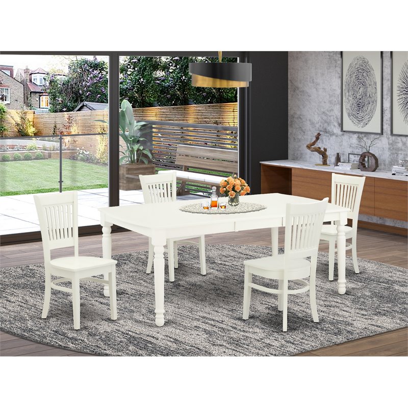 Pemberly Row 5-Piece Wood Dining Table Set with Linen White Finish