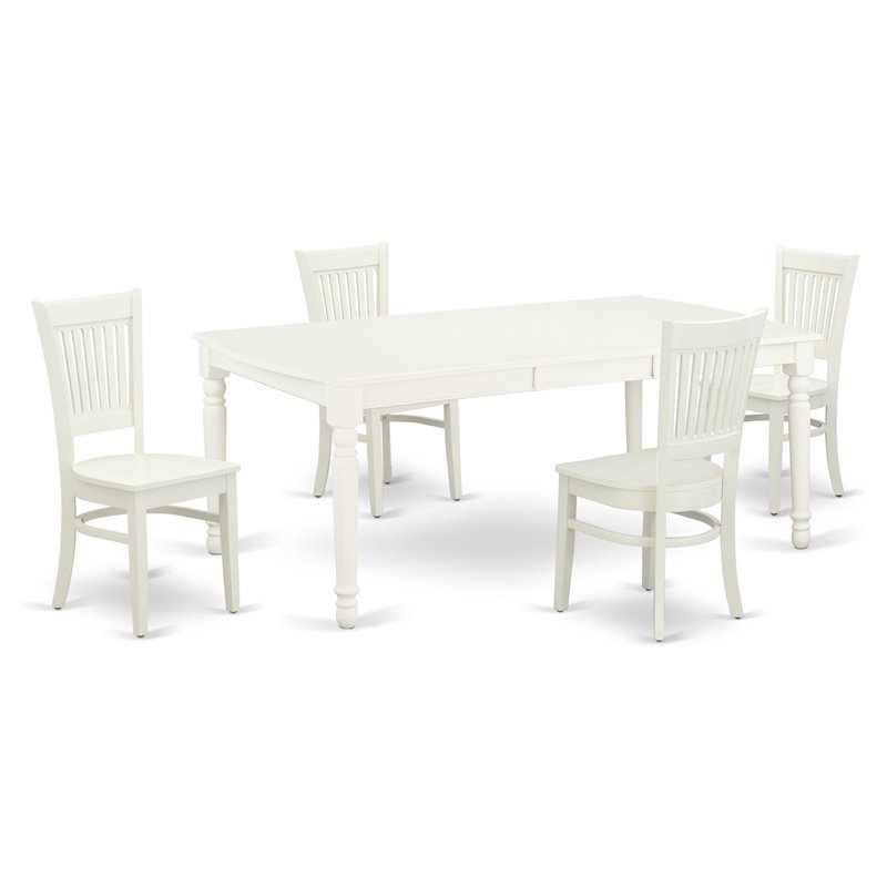 Pemberly Row 5-Piece Wood Dining Table Set with Linen White Finish