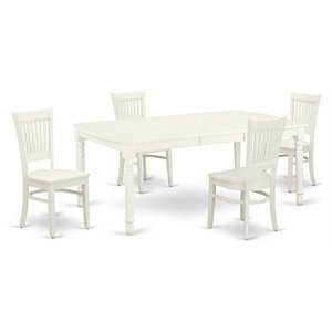 Pemberly Row 5-Piece Wood Dining Table Set with Linen White Finish