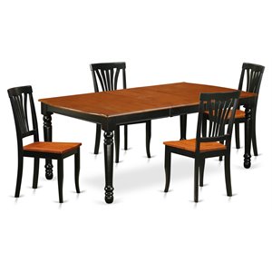 Pemberly Row 5-Piece Wood Dining Room Set in Black and Cherry