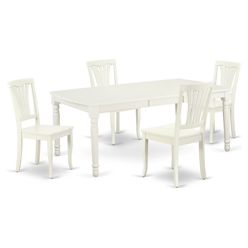 Pemberly Row 5-Piece Dining Set with Slatted Chairs in Linen White