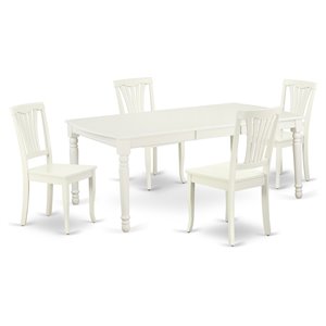 Pemberly Row 5-Piece Dining Set with Slatted Chairs in Linen White