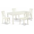 Pemberly Row 5-Piece Dining Set with Slatted Chairs in Linen White