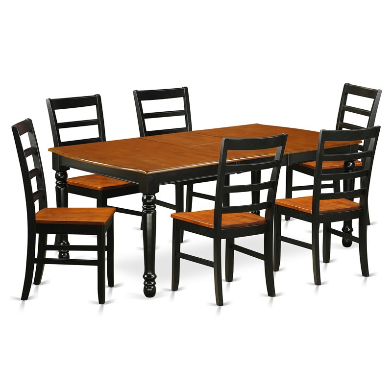 Pemberly Row 7-Piece Dining Table Set in Black and Cherry Finish