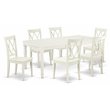 Pemberly Row 7-Piece Wood Dining Table Set in Linen White with Chairs