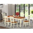 Pemberly Row 7-Piece Wood Dining Table Set with Slatted Seats in Cherry
