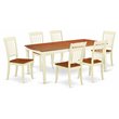 Pemberly Row 7-Piece Wood Dining Table Set with Slatted Seats in Cherry