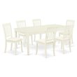 Pemberly Row 7-Piece Dining Table Set with Fabric Seats in White