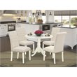 Pemberly Row 5-Piece Dining Set with Round Table in Linen White Finish