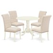 Pemberly Row 5-Piece Dining Set with Round Table in Linen White Finish